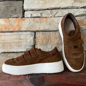 Chocolate brown platform suede sneakers by Massimo Dutti Size 6.5
